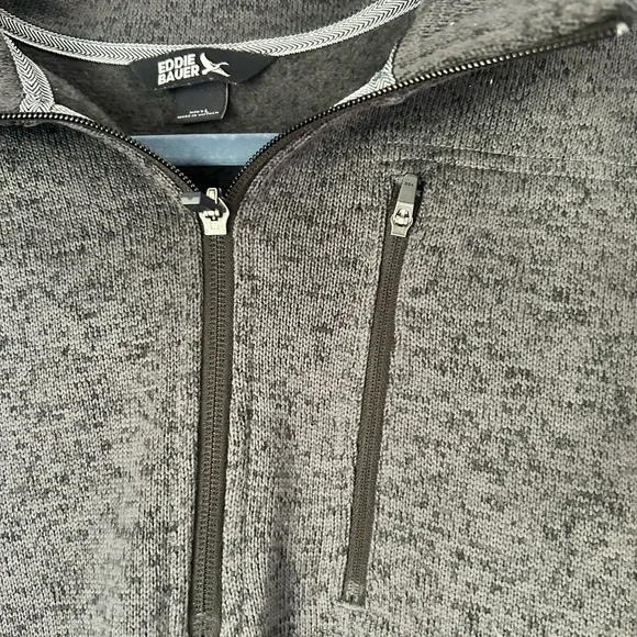 Eddie Bauer Men’s Large Pullover Jacket | Charcoal | Chest Zipper Pocket - Picture 4 of 7